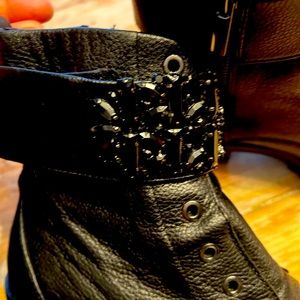 NWOT … Karl Lagerfeld black beaded boots.